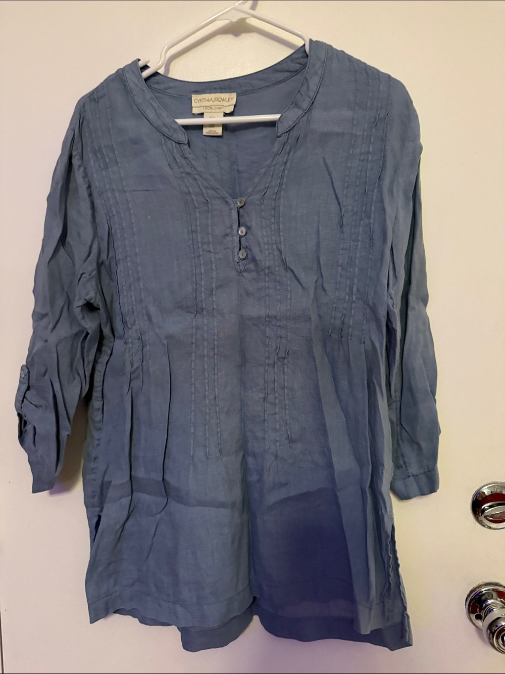 Cynthia Rowley Dusty Blue Pintuck Tunic